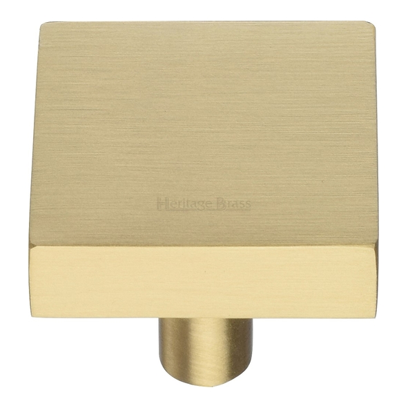 C3685 32-SB • 32 x 32 x 9 x 28mm • Satin Brass • Heritage Brass Square Design Cabinet Knob